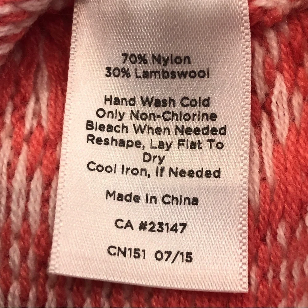 Talbots Petites M Grey Orange Faire Isle Lambswool Blend Ski Sweater Granny core